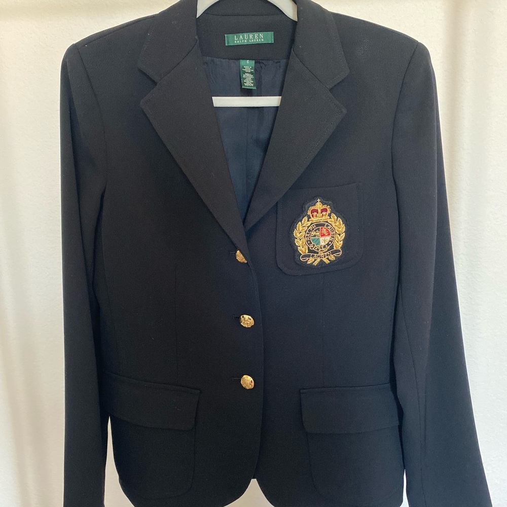 Ralph Lauren Black Crest Emblem Blazer Size 6